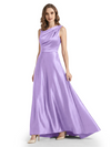 Stunning Asymmetrical Neckline Sleeveless A-Line Satin Formal Dress For Mother Of The Bride