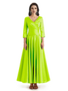 Elegant Soft Satin 3/4 Sleeves V-Neck Ankle Length Mother of The Bride Dresses