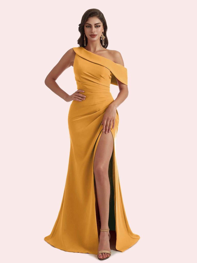 Elegant Mermaid Side Slit Off Shoulder Crepe Long Bridesmaid Dress For Wedding Elegant Mermaid Side Slit Off Shoulder Crepe Long Bridesmaid Dress For Wedding