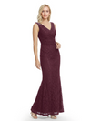Mother of The Bride Dresses V-Neck Sleeveless Lace Mermaid Maxi Gown Elegant Flowy Formal Wedding Event Dress
