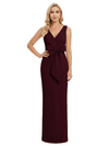V-Neck Sheath Sleeveless Mother of The Bride Dress Crepe