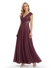 Beautiful Cap Sleeve Lace Chiffon A-Line Mother of the Bride dresses
