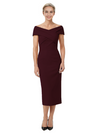 Mother of The Bride Dress Classy Off Shoulder Crepe Sheath Midi Gown Modern Wrap Detail