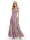 Beautiful Cap Sleeve Lace Chiffon A-Line Mother of the Bride dresses