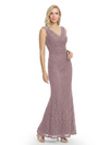 Mother of The Bride Dresses V-Neck Sleeveless Lace Mermaid Maxi Gown Elegant Flowy Formal Wedding Event Dress