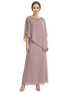 Classy Beaded Chiffon Overlay Poncho Style Mother of the Bride Gown