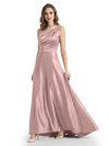 Stunning Asymmetrical Neckline Sleeveless A-Line Satin Formal Dress For Mother Of The Bride