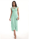 Elegant Bell Sleeves Chiffon A-line Midi Mother of The Bride Dresses