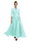 Mother of The Groom Outfit V-Neck 3/4 Sleeve Lace Pantsuit Satin Overskirt