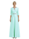 Sophisticated 3/4 Sleeves Beaded A-Line Satin Mother Of The Bride Dress