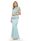 Elegant Scoop Ruffle Satin Mermaid Mother Of The Bride Dress