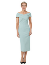 Mother of The Bride Dress Classy Off Shoulder Crepe Sheath Midi Gown Modern Wrap Detail