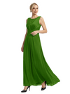 Mother of The Bride Dresses Scoop Sleeveless Lace Chiffon Maxi Gown Classy Ruched Formal Wedding Event Dress