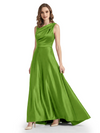 Stunning Asymmetrical Neckline Sleeveless A-Line Satin Formal Dress For Mother Of The Bride