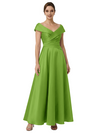 Sophisticated Off Shoulder Sleeveless A-Line Satin Mother Of The Bride Dress