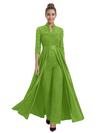 Mother of The Groom Outfit V-Neck 3/4 Sleeve Lace Pantsuit Satin Overskirt