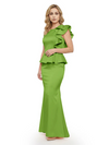 Elegant Scoop Ruffle Satin Mermaid Mother Of The Bride Dress