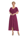 Unique Flutter Sleeves Lace Beaded Short Mother of the Groom Dresses