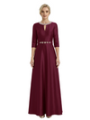 Sophisticated 3/4 Sleeves Beaded A-Line Satin Mother Of The Bride Dress