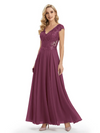 Beautiful Cap Sleeve Lace Chiffon A-Line Mother of the Bride dresses