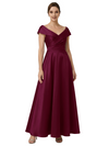 Sophisticated Off Shoulder Sleeveless A-Line Satin Mother Of The Bride Dress
