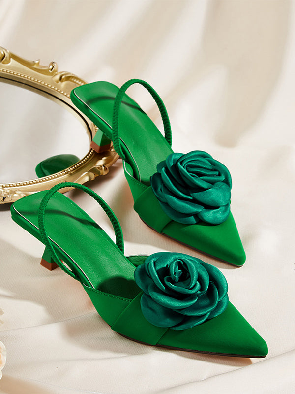 Women's Trendy Floral Decor Comfortable Fashion High Heel Pumps