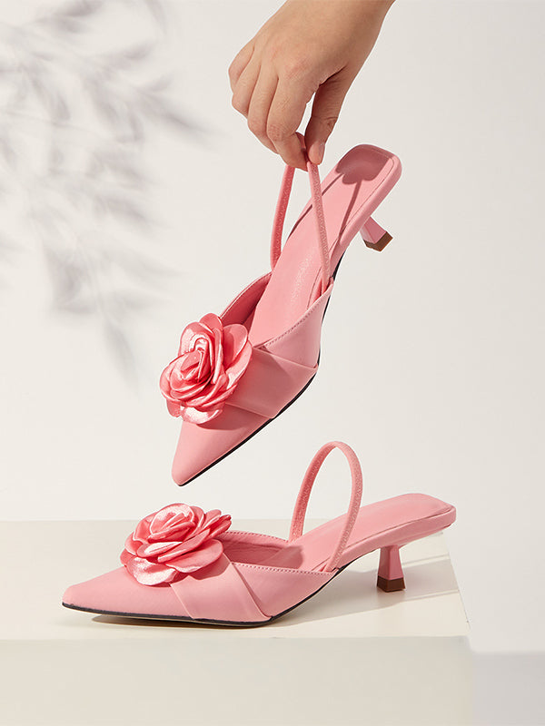 Women's Trendy Floral Decor Comfortable Fashion High Heel Pumps