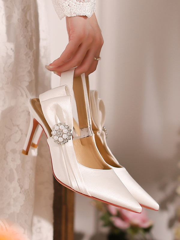 High heels wedding shoes banquet shoes women's temperament stiletto sexy bridesmaids white pointed