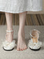 Ankle strap hollow shoes for women bowknot round toe thick heel closed toe sandals all-match casual shoes bridesmaids