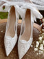 French princess main wedding dress women's wedding shoes lace mesh shoes straps white pointed high heels