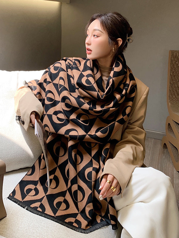 Winter versatile imitation cashmere double-sided cold-proof thickened warm shawl women's scarf