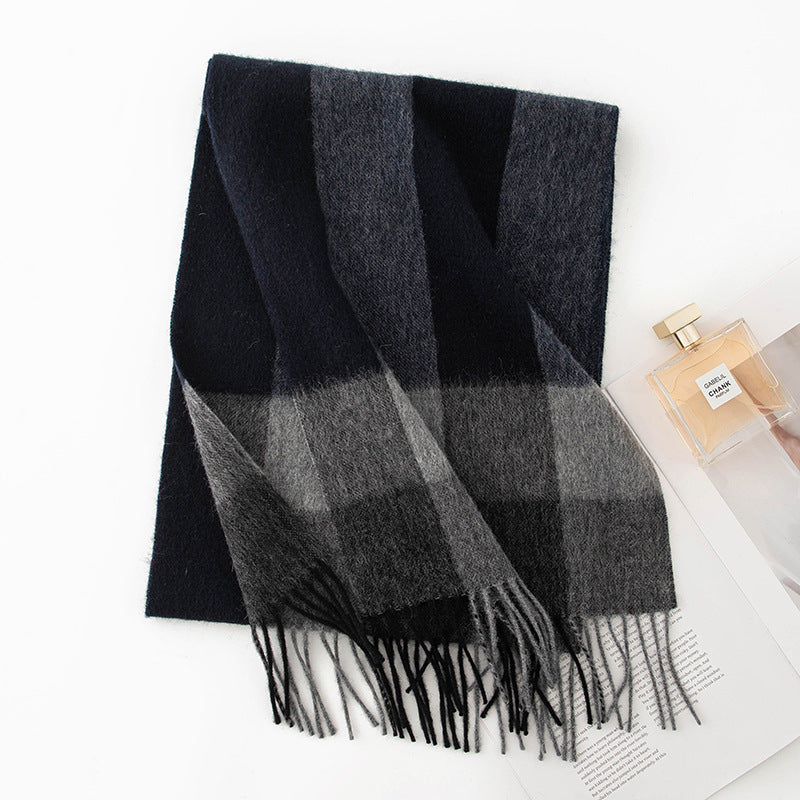 Thickened autumn and winter plaid 100% wool scarf atmosphere sense women's versatile fashion warm neck comfort shawl