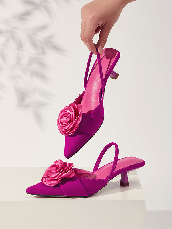 Women's Trendy Floral Decor Comfortable Fashion High Heel Pumps