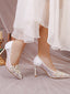 Bridal Shoes Comfortable White Beaded Lace Imitation Pearl High Heels Suitable for Bridesmaids