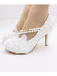 Star Cat 3D Flower White High Heel Wedding Shoes Round Toe Wedding Shoes