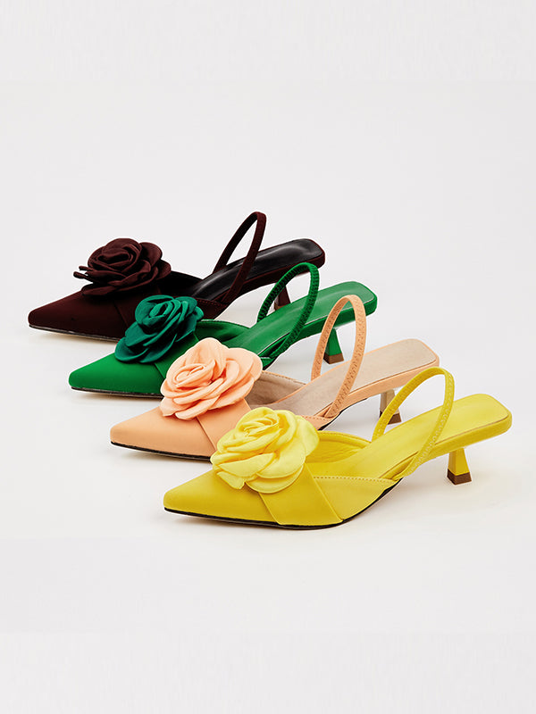 Women's Trendy Floral Decor Comfortable Fashion High Heel Pumps