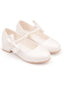 Children's leather shoes white bow spring and autumn girls high heel princess shoes pearl