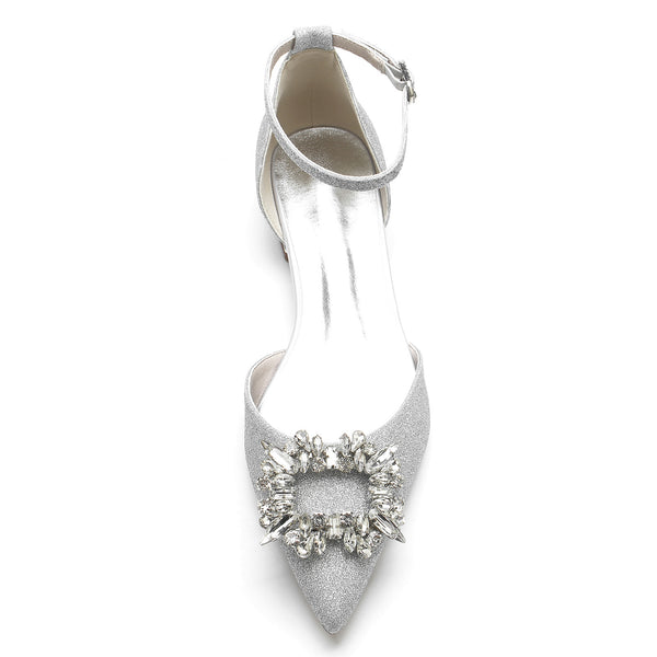 Glitter Crystal Low Heels  For Women