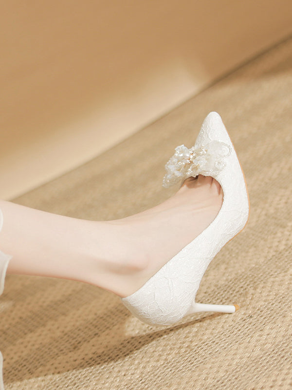 New beautiful wedding shoes bridal shoes white wedding shoes high heels dress bridesmaid shoes