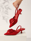 Women's Trendy Floral Decor Comfortable Fashion High Heel Pumps