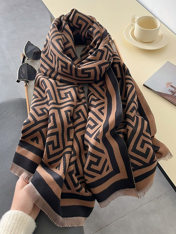 2024 Winter New Scarf Women Temperament Versatile Neck Scarf Double-sided Imitation Cashmere Elegant Warm Shawl Long Scarf