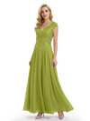 Beautiful Cap Sleeve Lace Chiffon A-Line Mother of the Bride dresses