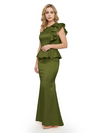 Elegant Scoop Ruffle Satin Mermaid Mother Of The Bride Dress