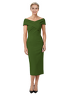 Mother of The Bride Dress Classy Off Shoulder Crepe Sheath Midi Gown Modern Wrap Detail