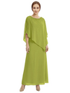 Classy Beaded Chiffon Overlay Poncho Style Mother of the Bride Gown