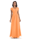 Elegant Short Sleeves Beaded Pleats A-line Floor-Length Mother of The Bride Dresses