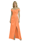 Off The Shoulder Mother Of The Groom Dresses Side Slit Satin Ruched A-Line Gown