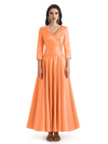 Elegant Soft Satin 3/4 Sleeves V-Neck Ankle Length Mother of The Bride Dresses