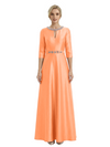 Sophisticated 3/4 Sleeves Beaded A-Line Satin Mother Of The Bride Dress