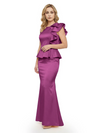 Elegant Scoop Ruffle Satin Mermaid Mother Of The Bride Dress